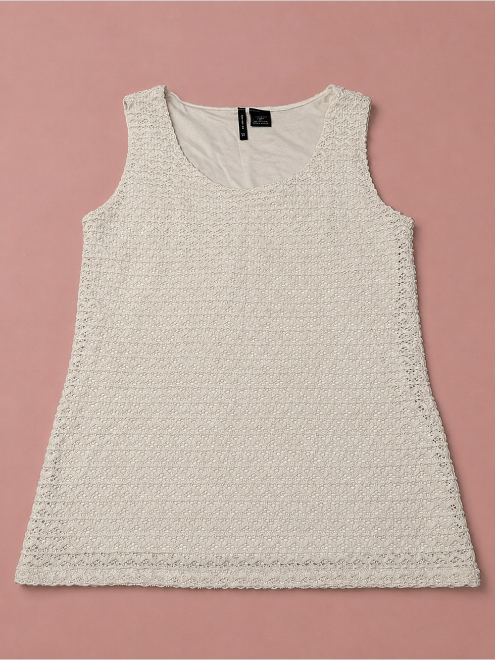New Directions Ivory Crochet Lace Lined Tank Top – Women’s Large